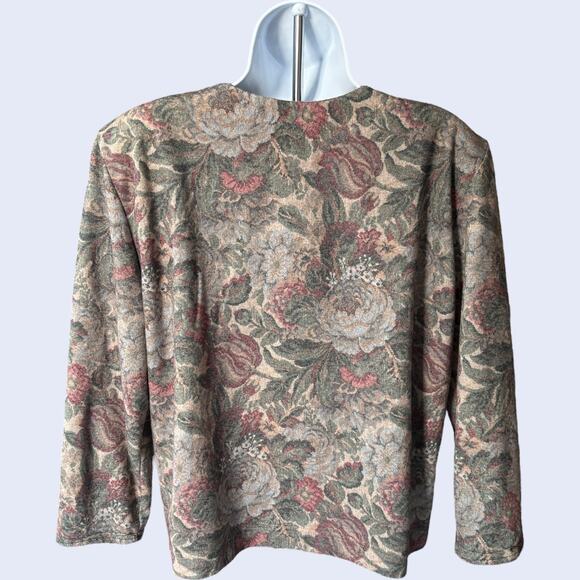 Fritzi California Floral Tapestry Jacket L Gold Button Boxy 80s/90s USA - Picture 2 of 6